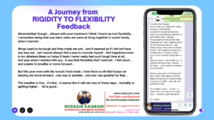 From Stuck, Rigid and Lost Life to Flexible Life – A feedback of an Online Patient