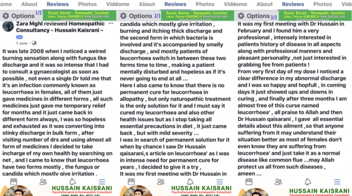 Lasting Relief from Leucorrhoea: A Success Story with Homeopathic Treatment by Dr. Hussain Kaisrani