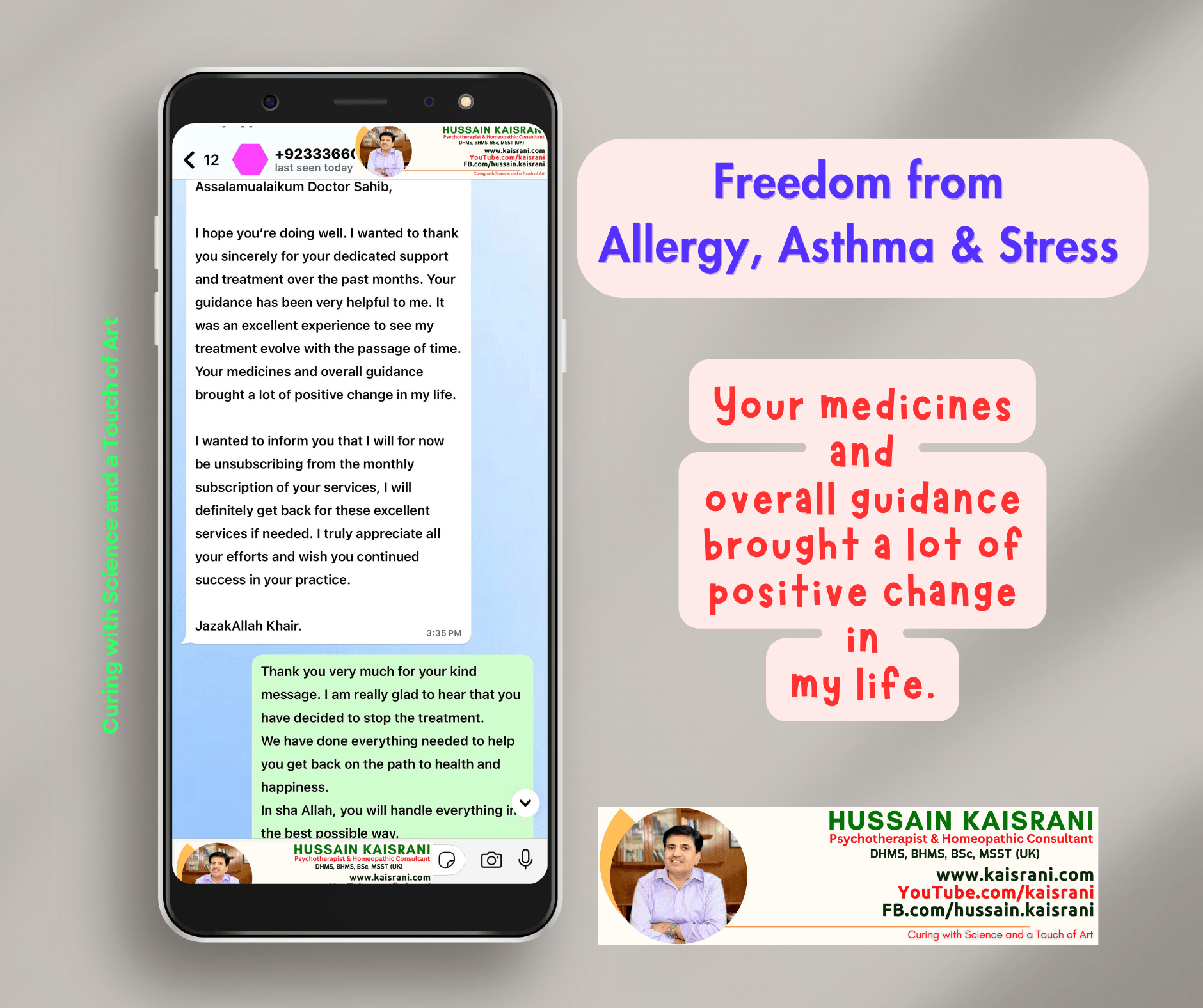 Thanks for Kind Support and Homeoapthic Treatment – Feedback